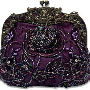 1920s Vintage Beaded Evening Purple Clutch Bag for Women a Sequin Handbag